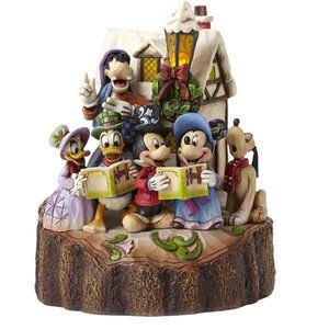 Jim Shore Mickey and Friends Caroling Light-Up Stone Resin Figurine, NIB NEW